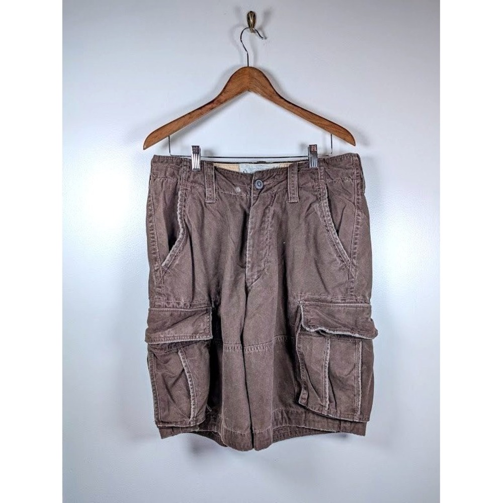 Y2K Abercrombie & Fitch Men Cargo Shorts Size 34 Heavy Thick Military Distressed